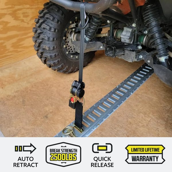 Pack of 04 - Retractable Auto Ratchet Strap with RAIL BRACKET BUNDLE
