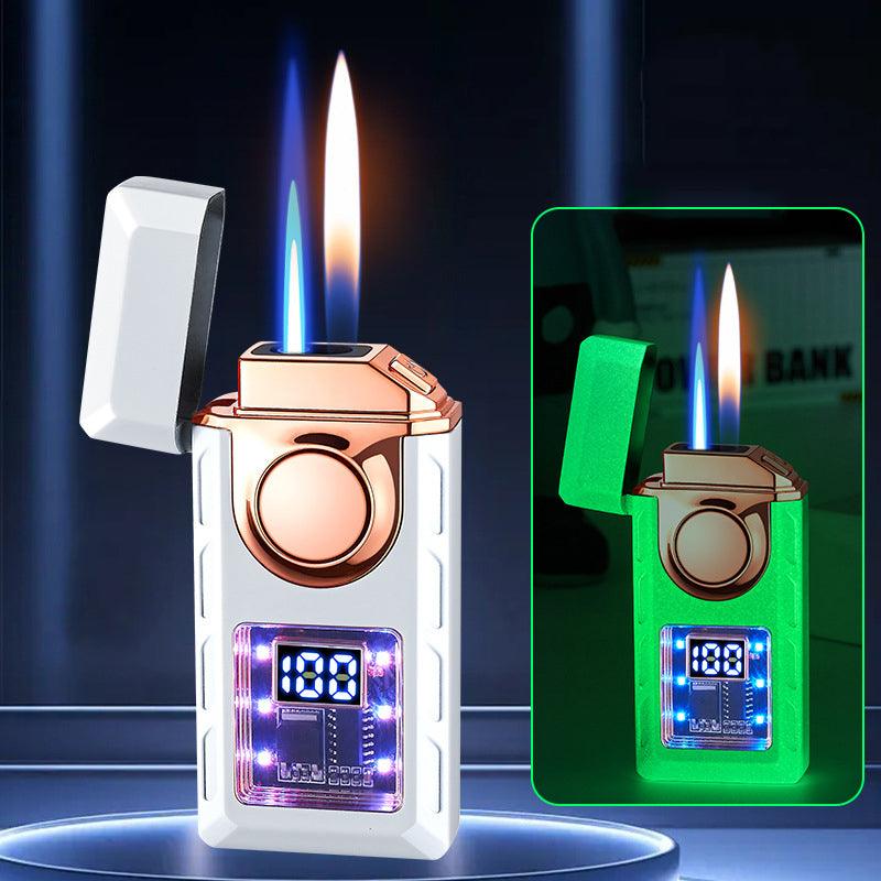 Pack Of 02 - Multi-Functional Dual Flame Lighter with Colored Lights