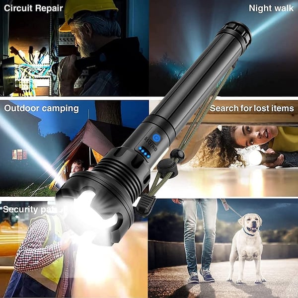 Pack Of 02 -  LED Rechargeable Tactical Laser Flashlight High Lumens
