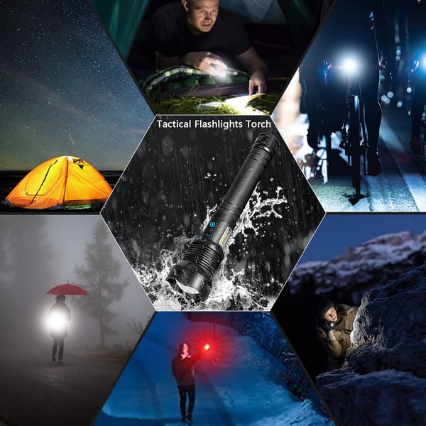 Pack Of 02 -  LED Rechargeable Tactical Laser Flashlight High Lumens