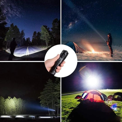 Pack Of 02 -  LED Rechargeable Tactical Laser Flashlight High Lumens