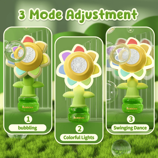 Pack Of 03 -  Seven color Flower Swing Bubble Making Machine