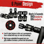 15 Pcs 3/8" Drive Shallow Universal Socket Set