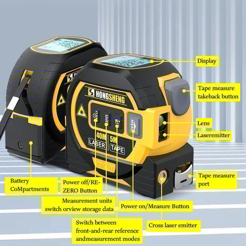Pack Of 02 - MeasurinSight 3-In-1 Infrared Laser Tape Measuring