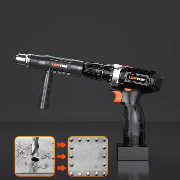 Pack Of 02 - Professional Rivet Gun Adapter Set With 4 Nozzle Screws