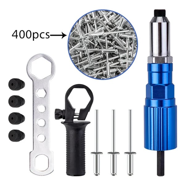 Pack Of 02 - Professional Rivet Gun Adapter Set With 4 Nozzle Screws
