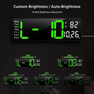 Pack of 2 - Fullscreen Digital Wall Clock Large Display