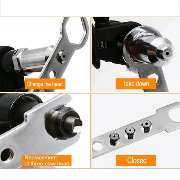 Pack Of 02 - Professional Rivet Gun Adapter Set With 4 Nozzle Screws