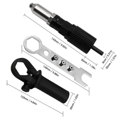 Pack Of 02 - Professional Rivet Gun Adapter Set With 4 Nozzle Screws