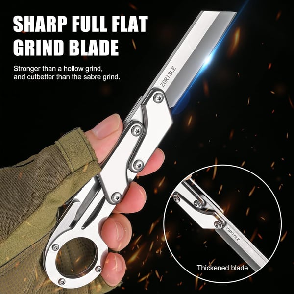 Pack Of 02 - Zsrisle 7 Inch All Steel Folding Knife, Outdoor Hunting Tactical Knife