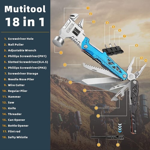 [Pack of 2] 18 In 1 Multifunctional Hammer