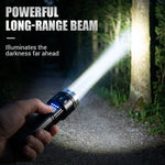 Pack Of 02 - Multifunctional Zoom LED Flashlight with Power Display – 500m Range, USB-C & 4 Lighting Modes