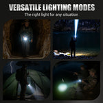 Pack Of 02 - Multifunctional Zoom LED Flashlight with Power Display – 500m Range, USB-C & 4 Lighting Modes